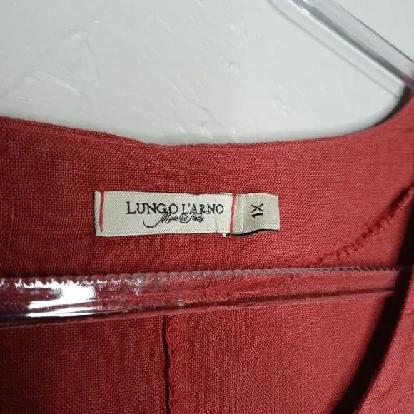 Lungo L'arno 100% Linen Burgundy Lagenlook Top - Picture 2 of 6
